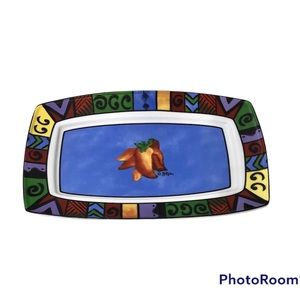 Ceramic Serving Dish Sue Zipkin Hot Peppers 11”x6” Multicolor Rectangular
